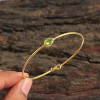Peridot brangakmenio, geltono aukso spalvos apyrankė, 100 % 925 sterlingų sidabro rankų darbo papuošalai auksas/geltona