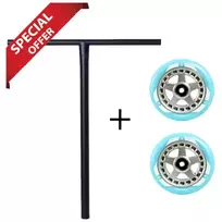 Rideoo Titanium T Bar 670mm Black + Union Turbomatic V2 Wheels 110mm Blue/Silver