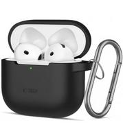Juodas dėklas Apple Airpods 4 ausinėms "Tech-Protect Silicone Hook"