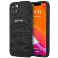 Mercedes AMG AMHCP14MGSEBK iPhone 14 Plus / 15 Plus 6.7" black hard case with debossed leather lines