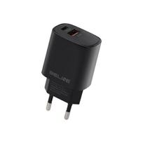 Beline Network charge. 1x USB-C + 1x USB 30W black/black (head only) PD 3.0 + QC 3.0 BLN2CB30 GaN