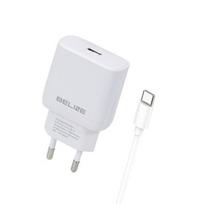 Beline Network charge. 1x 30W USB-C + USB-C cable, white/white, PD 3.0, BLNCW30C, GaN