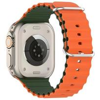 Beline Apple Watch strap, Silicone Waves, 42/44/45/49mm, green-orange / green-orange box