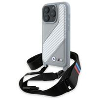 BMW BMHCP16L23PSCCG iPhone 16 Pro 6.3" grey hardcase, M Edition, Carbon Stripe  AND  Strap