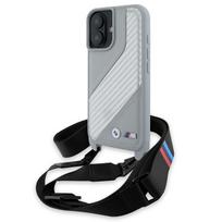 BMW BMHCP16S23PSCCG iPhone 16 6.1" grey hardcase, M Edition, Carbon Stripe  AND  Strap