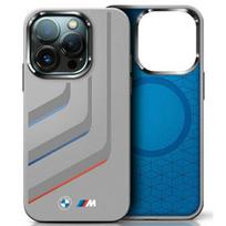 BMW BMHMP16X23SLIG iPhone 16 Pro Max 6.9" grey hard case with Silicone Turning Lines and MagSafe compatibility