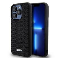 DKNY DKHCP15L3DRPWK iPhone 15 Pro 6.1" black hard case with 3D rubber repeat pattern