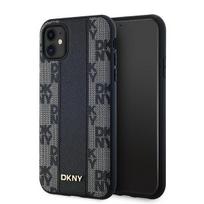 DKNY DKHMN61PCPVSLK iPhone 11 / Xr 6.1" black hard case, leather, checkered mono pattern, MagSafe
