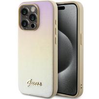 GUESS GUHCP15LPSAIRSD iPhone 15 Pro 6.1" gold Saffiano hardcase with iridescent script