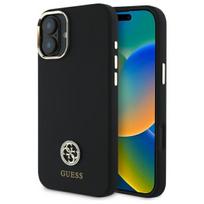 GUESS GUHCP16SM4DGPK iPhone 16 6.1" black hard case with silicone logo and rhinestones, 4G