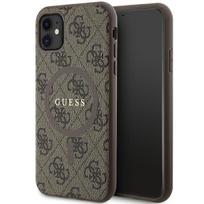GUESS GUHMN61G4GFRW iPhone 11 6.1" / Xr Brown Hard Case 4G Collection – Leather, Metal Logo, MagSafe