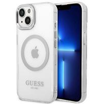 GUESS GUHMP14MHTRMS iPhone 14 Plus / 15 Plus 6.7" silver hard case with metal outline and Magsafe