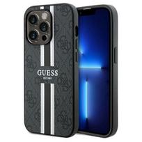 GUESS GUHMP15XP4RPSK iPhone 15 Pro Max 6.7" black hard case with printed stripes, MagSafe compatible