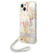 GUESS GUOHCP14MHFLSU iPhone 14 Plus / 15 Plus 6.7" purple flower hard case strap
