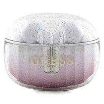 GUESS Bluetooth headphones GUTWSHDGKEEP TWS + docking station, pink/pink glitter gradient