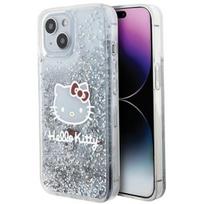 Hello Kitty HKHCP15SLIKHET iPhone 15 / 14 / 13 6.1" silver hardcase with Liquid Glitter Charms and Kitty Head