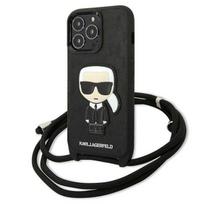 Karl Lagerfeld KLHCP13LCMNIPK iPhone 13 Pro / 13 6.1" hard case, black, Leather Monogram Patch and Cord Iconik