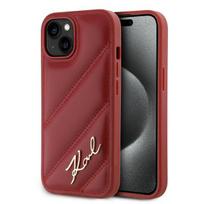 Karl Lagerfeld KLHCP15SPQDSMGR iPhone 15 / 14 / 13 6.1" red hardcase Diagonal Quilted Script
