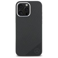 Mercedes MEHMP16X23SUGDK iPhone 16 Pro Max 6.9" black hard case, Silicone Tonal Logo, Wood Pattern, MagSafe