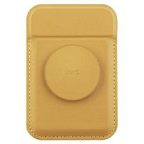 uniq Flixa magnetic card wallet with a support in yellow/canary yellow, MagSafe compatible