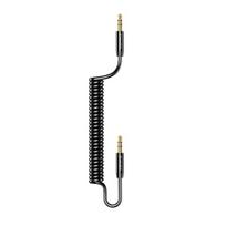 USAMS Spring audio jack adapter 3.5mm - 3.5mm, 1.2m, black/black, SJ256YP01 (US-SJ256)
