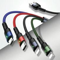 USAMS Braided Cable U26 4-in-1 1.2m 2A Fast Charge (2xLightning/microUSB/USB-C) SJ317USB01 (US-SJ317)