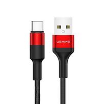 USAMS U5 2A braided USB-C cable, red/red, 1.2m, SJ221TC02 (US-SJ221)