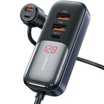 USAMS Car Charger. C40 3xUSB+2xUSB-C 165W PD+QC Fast Charge, black/black, CC213CC01 (US-CC213)
