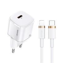 USAMS Neat. network. 1xUSB-C T36 mini 20W + USB-C-Lightning cable white PD3.0 Fast Charging XFKXLOGTL02 (US-CC124+US-SJ484)