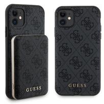 GUESS IPhone 11 6.1" hard case + 5000mAh MagSafe power bank, black, 4G, metal logo