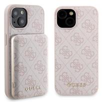 GUESS Set GUBPM5P15S4GEMGP iPhone 15 6.1" hard case + 5000mAh MagSafe power bank, pink/pink, with metal logo