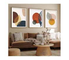 KOMPLEKTAS 3x Paveikslėlis nuotraukų rėmelyje 50x70 cm spalvingas
