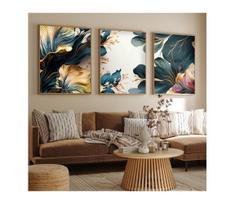 KOMPLEKTAS 3x Paveikslėlis nuotraukų rėmelyje 50x70 cm augalai
