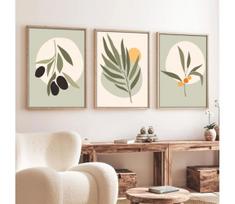 KOMPLEKTAS 3x Paveikslėlis nuotraukų rėmelyje 50x70 cm lapai