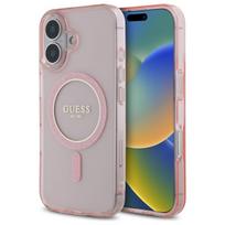 GUESS GUHMP16SHFGEREP iPhone 16 6.1" pink hard case with IML Glitter Circle and MagSafe compatibility