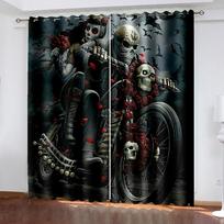 3D Motociklo Pora Seksualus Skeletas Grožis Panko Šešėliavimas Miegamojo Virtuvės Langų Užuolaidų Rinkinys Svetainei 2 Vnt. 100W130H(CM)40x51in&Rod Pocket