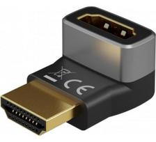 Goobay HDMI Angled Adapter 90° Vertical, 8K at 60 Hz, Gold-Plated, Black/Silver | 72009