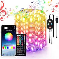 Šviestuvų stygos, maitinamos USB, keičiamos „Twinkle 66 FT 200 LED Fairy Lights“ varinės vielos RGB styginių lemputės 20LED With Remote