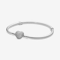 Pandora Moments Žėrinčio širdies užsegimo gyvatės grandinėlės apyrankė