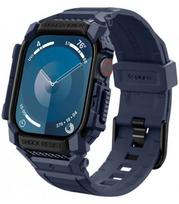 Mėlynas dėklas - apyrankė Apple Watch 10 / 11 (46mm) laikrodžiui "Spigen Rugged Armor PRO"