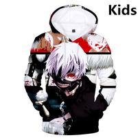 Hoodie Tokyo Ghoul 3D spausdinti hoodies berniukams/mergaitėms Megztinis ilgomis rankovėmis Animacinis megztinis Viršutiniai drabužiai Paauglių drabužiai S