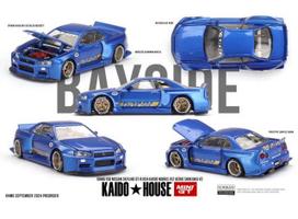 Mini GT Kaido House Modeliukas 1/64 1999 Nissan Skyline GT-R (R34) Kaido Works (V2 AERO) Shinjuku V2, blue (yra Sandėlyje)