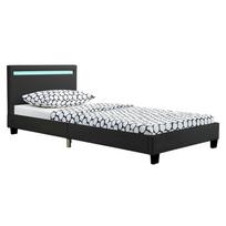 DIRBTINĖS ODOS LOVA SU LED APŠVIETIMU „VERONA“ 90X200 CM : Dydis - 90x200 cm, Spalva - Juoda