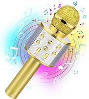 Geriausia dovana vaikams, belaidis karaoke mikrofonas Bluetooth gimtadienio dovana 4-12 metų mergaitei berniukui Kalėdinės kalėdinės kojinės - auksinės