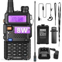 UV-5R 8W kumpio radijo ilgo nuotolio UV5R dvijuostės rankinės dvipusės radijo radijo imtuvai su 1800 mAh ličio jonų baterija ir ausine, skirta išgyvenimo įrangai medžioklėje