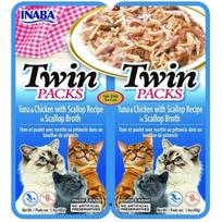 INABA CAT Twin tunas su vištiena ir šukutėmis sultinyje – kačių skanėstas – 2x40g