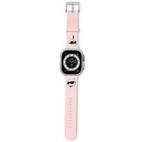 Apyrankė laikrodžiui Apple Watch 1 / 2 / 3 / 4 / 5 / 6 / 7 / 8 / SE / Ultra (42 / 44 / 45 / 49 mm) Karl Lagerfeld Strap 3D Rubber Karl&Choupette Heads (KLAWLSLKCNP) rožinės spalvos