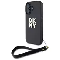 DKNY DKHCP16SPBSWSK Apple iPhone 16 6.1" dėklas telefonui juodos spalvos Wrist Strap Stock Logo