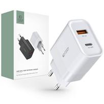 Įkroviklis 30W USB QC3.0 + USB-C PD Tech-Protect C30W baltos spalvos