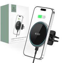 MagSafe Automobilinis laikiklis su 15W belaidžiu įkrovimu ventiliacijos grotelėms Tech-Protect A2 juodos spalvos